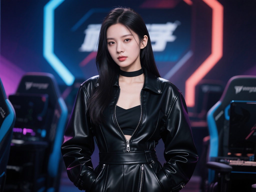 LPL主持张小薇黑色皮衣亮相视频,帅气十足! 张小薇的黑色皮衣造型究竟拥有怎样的时尚意